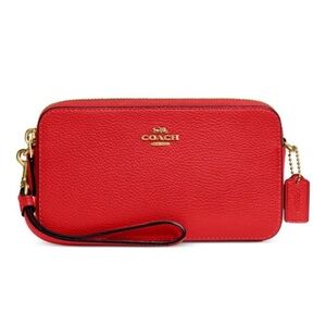 Coach Vibrant Red Leather Wristlet